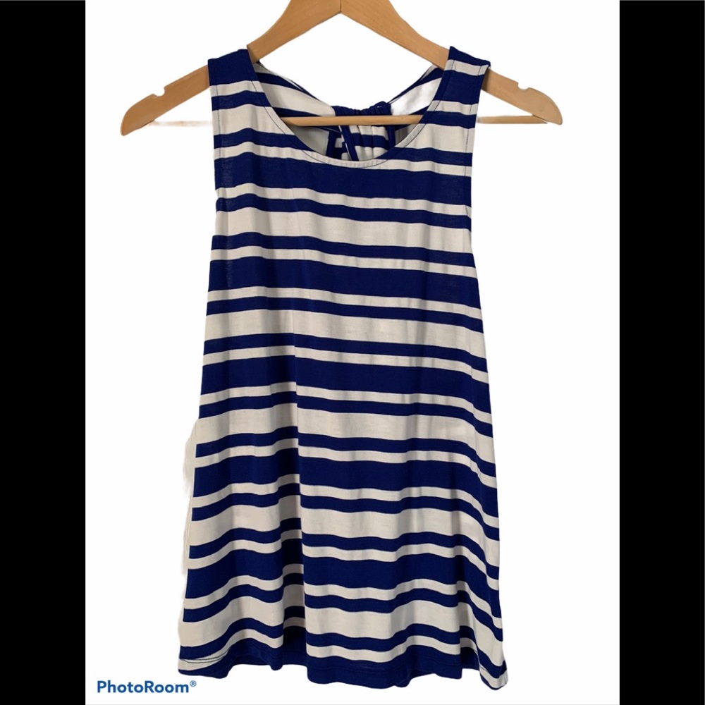 Skies Are Blue Tank Blue and White Stripes Size S